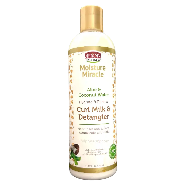 African Pride Moisture Miracle Aloe & Coconut Water Hydrate & Renew Curl Milk Detangler 12oz