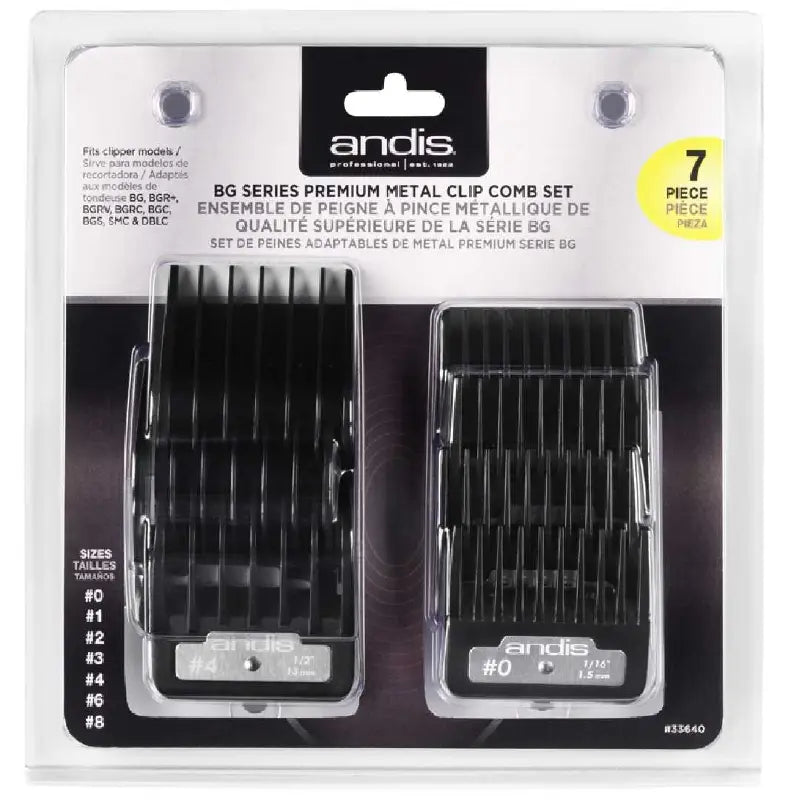 Andis BG Series Premium Metal Clip Comb Set 7 Pieces