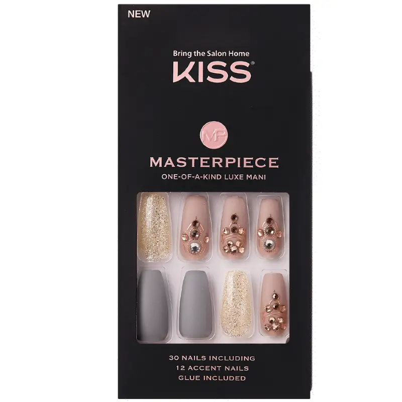 KISS Masterpiece Hot Like Fire One-Of-Kind Luxe Mani KMN04 (30 Including Nails) GF TRENDY TOENAILS - PERFECT MATCH GDCT01