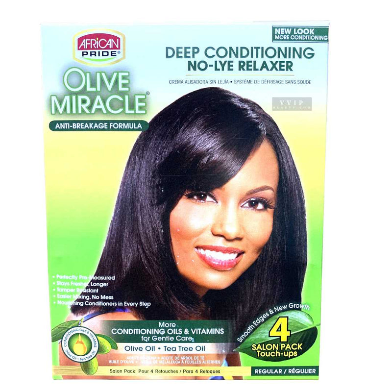 African Pride Olive Miracle No-Lye Relaxer  Complete 4 Touch up (Regular)