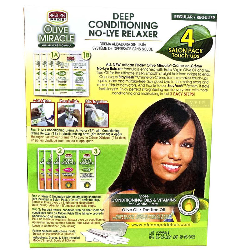 African Pride Olive Miracle No-Lye Relaxer  Complete 4 Touch up (Regular)