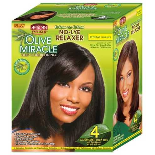 African Pride Olive Miracle No-Lye Relaxer  Complete 4 Touch up (Regular)