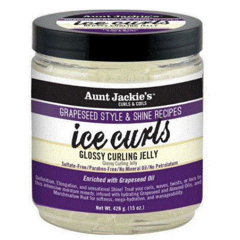 Aunt Jackie's Curls & Coils Grapeseed Style & Shine Recipes Ice Curls Glossy Curling Jelly 15 oz