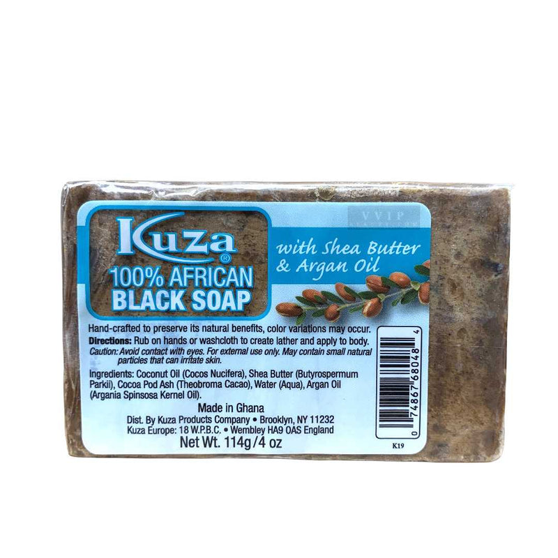 Kuza 100% African Black Soap with Shea Butter & Argan Oil 4 oz (B00078)