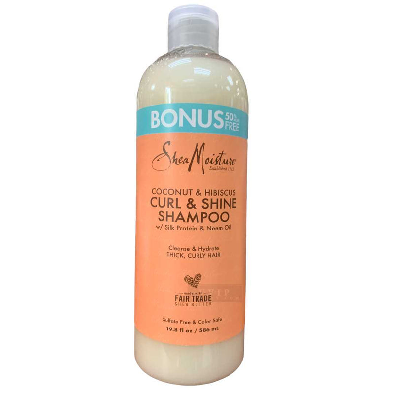 Shea Moisture Curl and Shine Shampoo for Thick, Curly Hair Coconut and Hibiscus to Restore and Smooth Dry Hair  [BONUS 50% FREE]19.5 Oz (10)